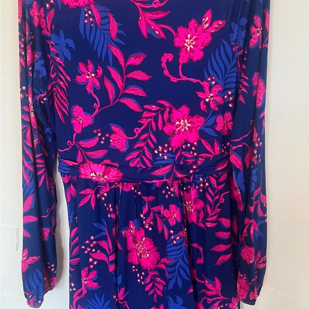 Lilly Pulitzer Pink Floral on Blue Dress - Picture 4 of 4